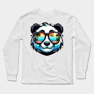 Cool Panda with Sunglasses Beach Vibe Tee Long Sleeve T-Shirt